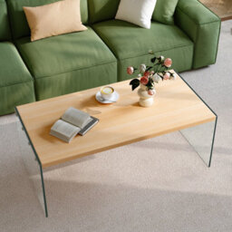 Artloge 120Cm Rectangular Coffee Table Clear Tempered Glass Leg Wood Top Home Office Furniture - thumbnail 8