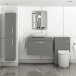 Royal Bathrooms 800mm Wall Hung Vanity Unit 2 Drawer Indigo Grey Gloss & Elva Countertop Basin - thumbnail 2