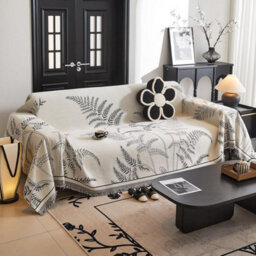 Large Chenille Throw And Bedspread, Sofa Protector, Washable Throw, With Delicate Fringes 180 130Cm - Black - thumbnail 1