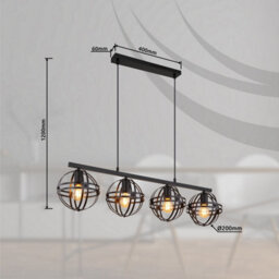 Luminosa Lighting Luminosa Tamara I Bar Pendant Ceiling Light Matt Black 4X E27 - thumbnail 7