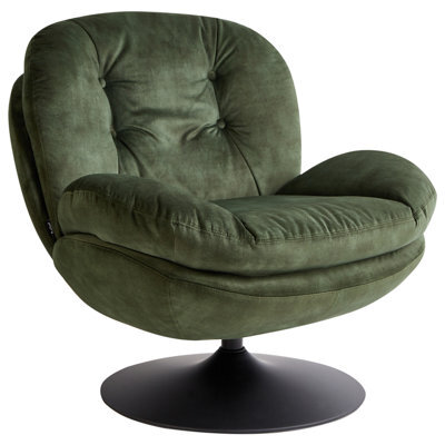 Beliani Swivel Armchair Nolvik Velvet Dark Green - image 1