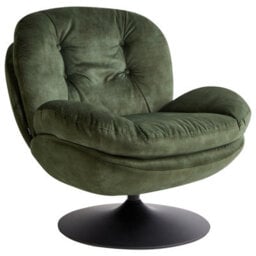 Beliani Swivel Armchair Nolvik Velvet Dark Green - thumbnail 1