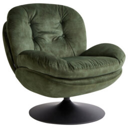 Beliani Swivel Armchair Nolvik Velvet Dark Green