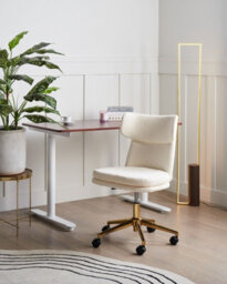 Beliani Desk Chair Granby Boucle Off-White - thumbnail 2