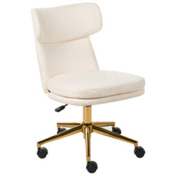 Beliani Desk Chair Granby Boucle Off-White - thumbnail 1