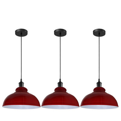 3 Pack Of Ceiling Pendant Light Fixture With 95Cm Adjustable Cable, Vintage 29Cm Curvy Metal Shade E27 Base Hanging Lighting - image 1
