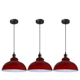 3 Pack Of Ceiling Pendant Light Fixture With 95Cm Adjustable Cable, Vintage 29Cm Curvy Metal Shade E27 Base Hanging Lighting - thumbnail 1