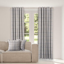 OHS Woven Check Print Pair Of Curtains, Grey - 66 X 72 - thumbnail 2