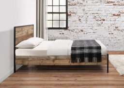 Save On Goods UK 4Ft6 Double Rustic,industrial,scaffold Board Wood Metal Bed Frame, Bedstead - thumbnail 3