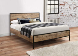 Save On Goods UK 4Ft6 Double Rustic,industrial,scaffold Board Wood Metal Bed Frame, Bedstead - thumbnail 1