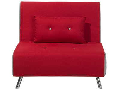 Wyld And Coco Red Fabric Single Sofa Bed - Fold-Out Single Sleeper With Adjustable Backrest - image 1
