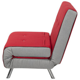 Wyld And Coco Red Fabric Single Sofa Bed - Fold-Out Single Sleeper With Adjustable Backrest - thumbnail 6