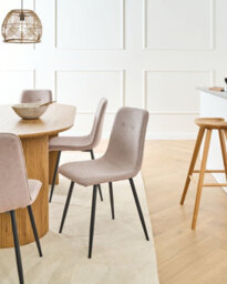 Beliani Set Of 4 Dining Chairs Tuscola Fabric Beige - thumbnail 2
