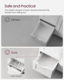 Songmics Vasagle Bathroom Furniture, Tall Slim Bathroom Cabinet, Side Storage Chest With 4 Drawers, Adjustable Shelf, White - thumbnail 7