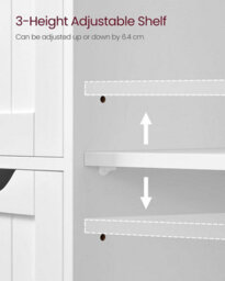Songmics Vasagle Bathroom Furniture, Tall Slim Bathroom Cabinet, Side Storage Chest With 4 Drawers, Adjustable Shelf, White - thumbnail 5