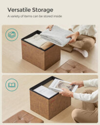 Songmics Small Foldable Ottoman Bench With Hidden Storage, Footstool For Lounge Or Bedroom, Coffee Brown - thumbnail 4