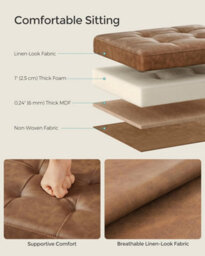 Songmics Small Foldable Ottoman Bench With Hidden Storage, Footstool For Lounge Or Bedroom, Coffee Brown - thumbnail 3