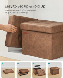 Songmics Small Foldable Ottoman Bench With Hidden Storage, Footstool For Lounge Or Bedroom, Coffee Brown - thumbnail 5