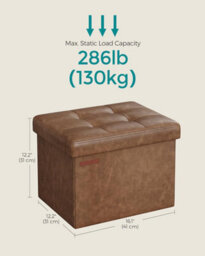 Songmics Small Foldable Ottoman Bench With Hidden Storage, Footstool For Lounge Or Bedroom, Coffee Brown - thumbnail 2