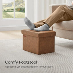 Songmics Small Foldable Ottoman Bench With Hidden Storage, Footstool For Lounge Or Bedroom, Coffee Brown - thumbnail 1