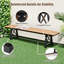 Costway Patio 183Cm Extra Long Bench Outdoor Weatherproof Long Chair For 4 - thumbnail 5