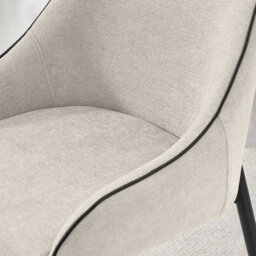 Furniturebox Beaumont Premium Dining Chairs, Set Of 2 Dining Chairs - Cream Fabric With Black Legs Dining Chairs (Kitchen Chairs) - thumbnail 7