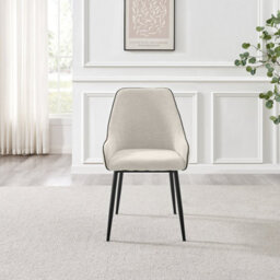 Furniturebox Beaumont Premium Dining Chairs, Set Of 2 Dining Chairs - Cream Fabric With Black Legs Dining Chairs (Kitchen Chairs) - thumbnail 3