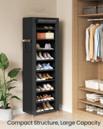 Songmics 10-Tier Shoes Rack With Dustproof Cover,  Shoe Organiser, Shoe Stand Holds 20 Pairs Of Shoes, For Living Room