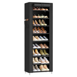 Songmics 10-Tier Shoes Rack With Dustproof Cover,  Shoe Organiser, Shoe Stand Holds 20 Pairs Of Shoes, For Living Room - thumbnail 2
