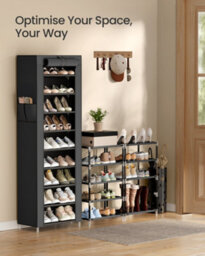 Songmics 10-Tier Shoes Rack With Dustproof Cover,  Shoe Organiser, Shoe Stand Holds 20 Pairs Of Shoes, For Living Room - thumbnail 7
