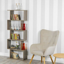 Urbn-Living Urbnliving Height 159Cm 5 Tier Wooden S-Shaped Bookcase Living Room Colour Oak Modern Display Shelves Storage Unit Divider - thumbnail 3