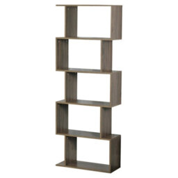 Urbn-Living Urbnliving Height 159Cm 5 Tier Wooden S-Shaped Bookcase Living Room Colour Oak Modern Display Shelves Storage Unit Divider - thumbnail 1
