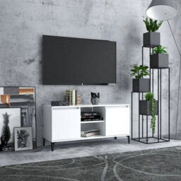 Berkfield Tv Cabinet With Metal Legs White 103.5X35X50 Cm - thumbnail 1