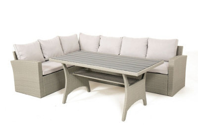 Mint Essentials Mint Outdoor Stockholm 6 Seater Grey Rattan Corner Garden Dining And Lounge Set - image 1