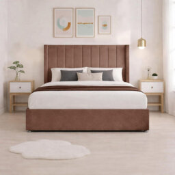 Luxury Mink Plush Milan Super King Size Bed Frame With Mattress 54 Inches Wingback Headboard 2 Footend Storage Drawers - thumbnail 4