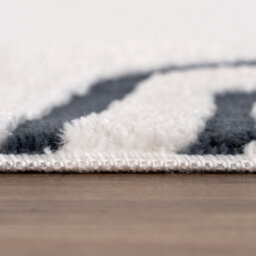 The Rugs Loft Navy And Ivory Curved Line Living Room Area Rug And Runners Soft Pile - thumbnail 7