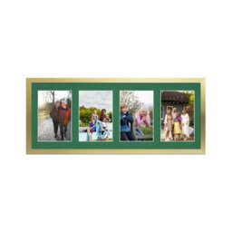 AK Frames 50X20Cm Gold Sleek Multi Photo Frame With Emerald Mount - Holds 4 Apertures (4X) 6X4 Photos - thumbnail 1