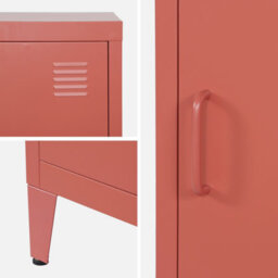 Sweeek - Terracotta Steel Bedside Table One Door Locker - thumbnail 4