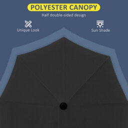 Outsunny 2M Half Garden Parasol Market Umbrella W/ Crank Handle, Black - thumbnail 7