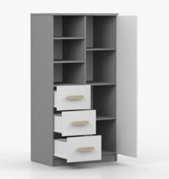 Arte Natural Grey And White Sideboard H1600mm W800mm D400mm - Oak Sonoma Handles For Warm Interiors - thumbnail 3
