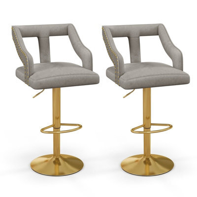 Gainoom 2Pcs Bar Chairs Adjustable Swivel Bar Stool Dutch Velvet Dining Chair - image 1
