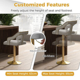 Gainoom 2Pcs Bar Chairs Adjustable Swivel Bar Stool Dutch Velvet Dining Chair - thumbnail 9