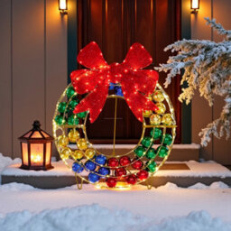 Light Up Christmas Bauble Wreath Decoration - thumbnail 1