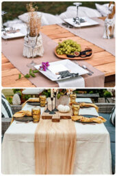 Neel Blue Hessian Table Runner, Plain Natural Jute Fabric Runner - 11X108 Inch - thumbnail 6