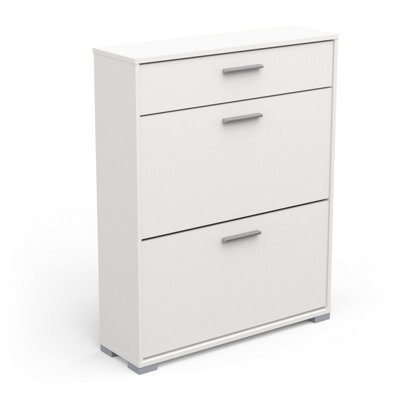 FurniComp LTD Furnicomp Prague 2 Door 1 Drawer Matt White Shoe Cabinet - image 1