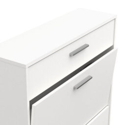 FurniComp LTD Furnicomp Prague 2 Door 1 Drawer Matt White Shoe Cabinet - thumbnail 4