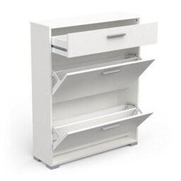 FurniComp LTD Furnicomp Prague 2 Door 1 Drawer Matt White Shoe Cabinet - thumbnail 5