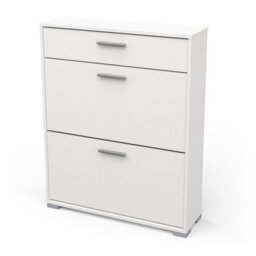 FurniComp LTD Furnicomp Prague 2 Door 1 Drawer Matt White Shoe Cabinet - thumbnail 3