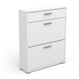 FurniComp LTD Furnicomp Prague 2 Door 1 Drawer Matt White Shoe Cabinet - thumbnail 1