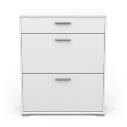 FurniComp LTD Furnicomp Prague 2 Door 1 Drawer Matt White Shoe Cabinet - thumbnail 2